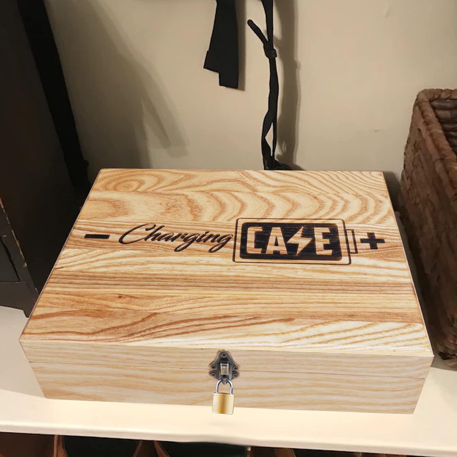 Wood Phone Lock Box, Family Phone Lock Up, Wooden Cell Phone Charging Case, Cell Phone Time Out, Cell Phone Charging Station, Wooden Crate, Wood