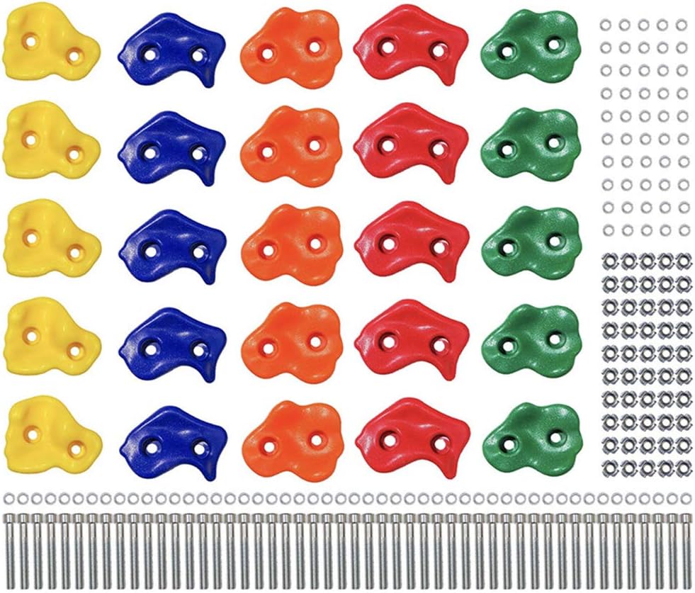 Paquete de 30 unidades multicolor de escalada en roca para niños y adultos, agarres de pared de roca grandes para interior y exterior, juego de