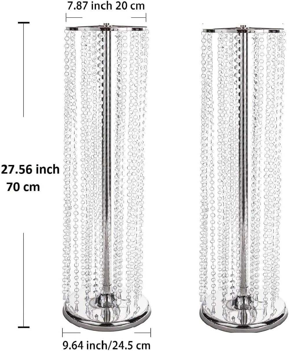 Juego de 2 lujosos soportes de flores de cristal para centros de mesa de boda en el suelo, soporte de arreglo floral de metal alto, jarrón de flores