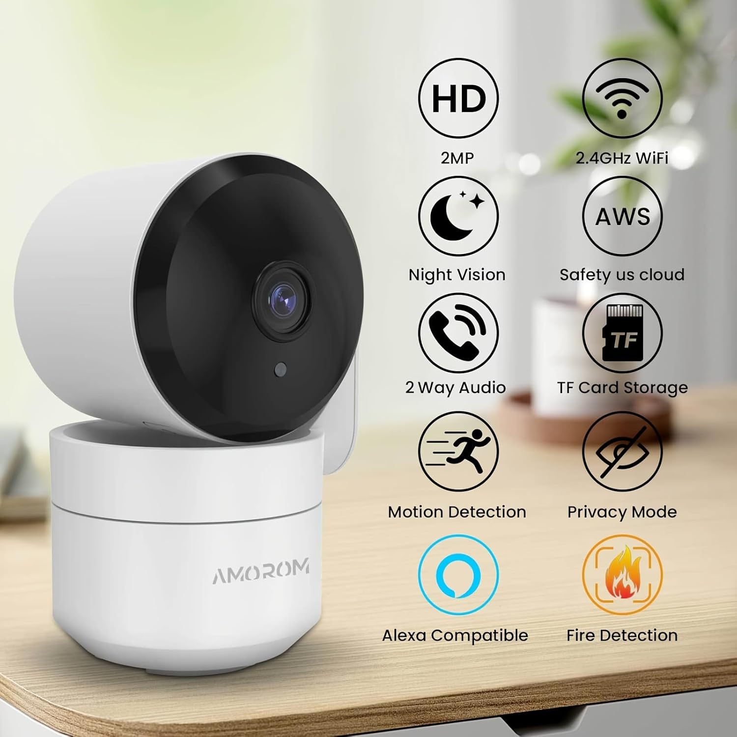 Cámara de seguridad WiFi para vigilancia del hogar, paquete de 2 cámaras para mascotas con aplicación de teléfono, pista de movimiento de
