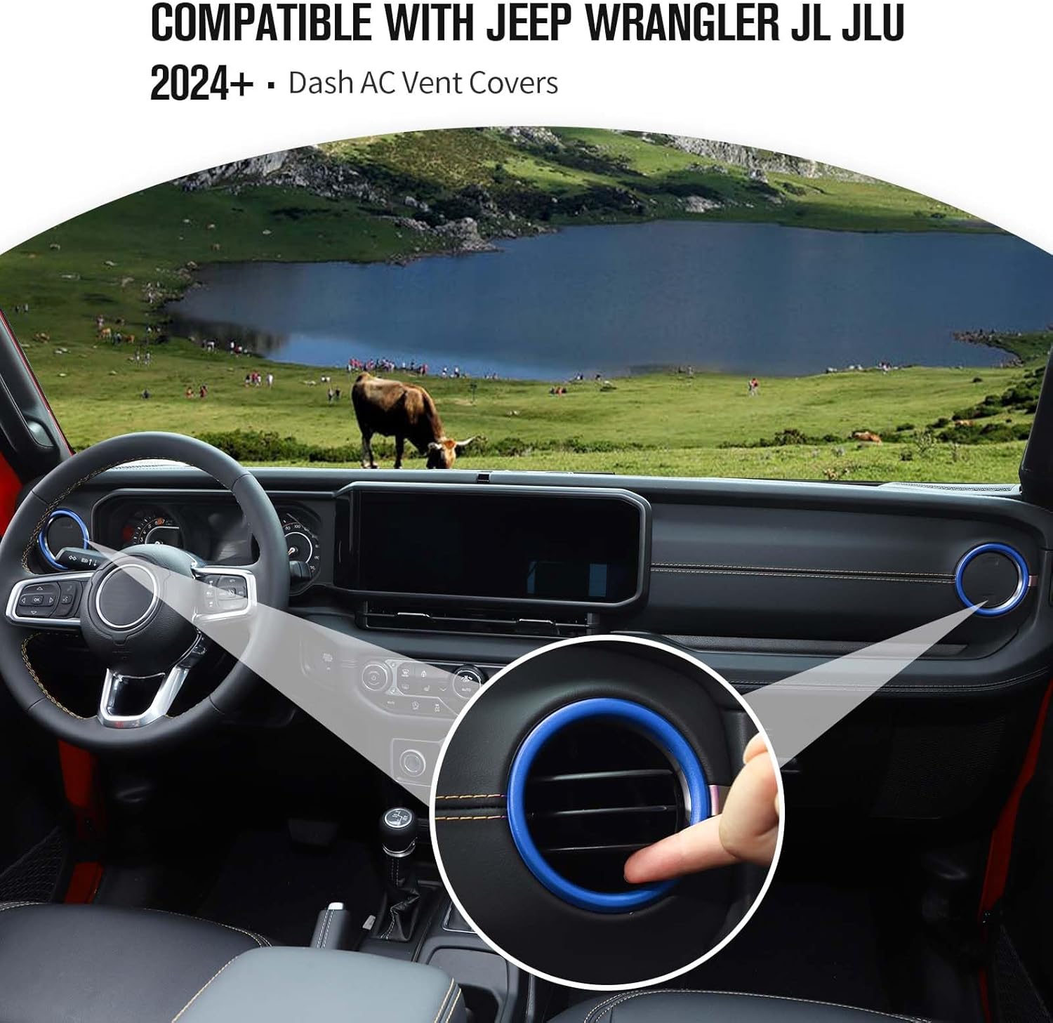 JeCar Anillo de ventilación de aire acondicionado para salpicadero, cubierta de salida de CA, accesorios interiores compatibles con Jeep Wrangler JL
