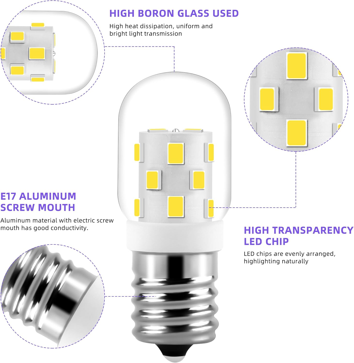 AMI PARTS Bombilla LED E17 de 3 W, 380 LM, 6000 K, luz blanca diurna, 8206232A, bombilla incandescente de 40 W, equivalente a bombillas para