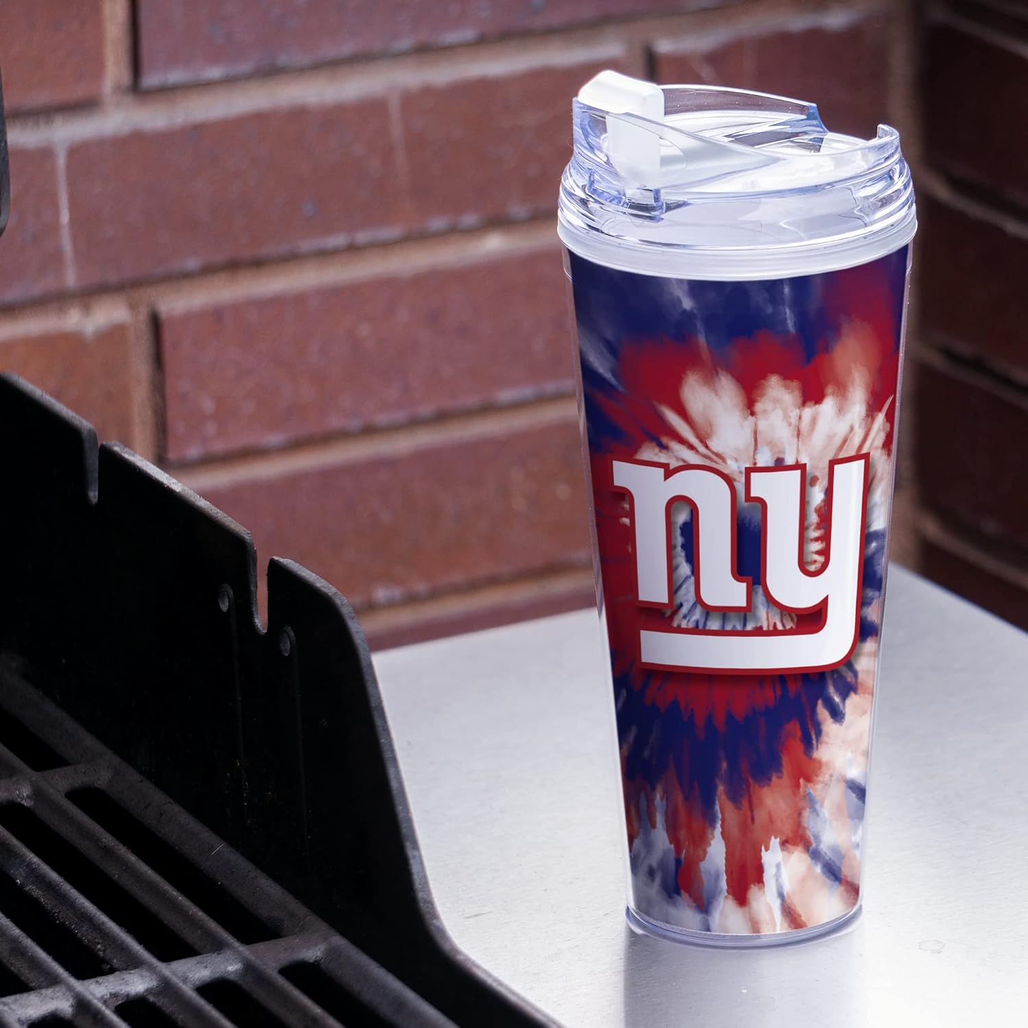 Rico Industries NFL – Vaso de purpurina acrílica de 24 onzas con tapa con bisagras, vaso de doble pared con licencia oficial y popote