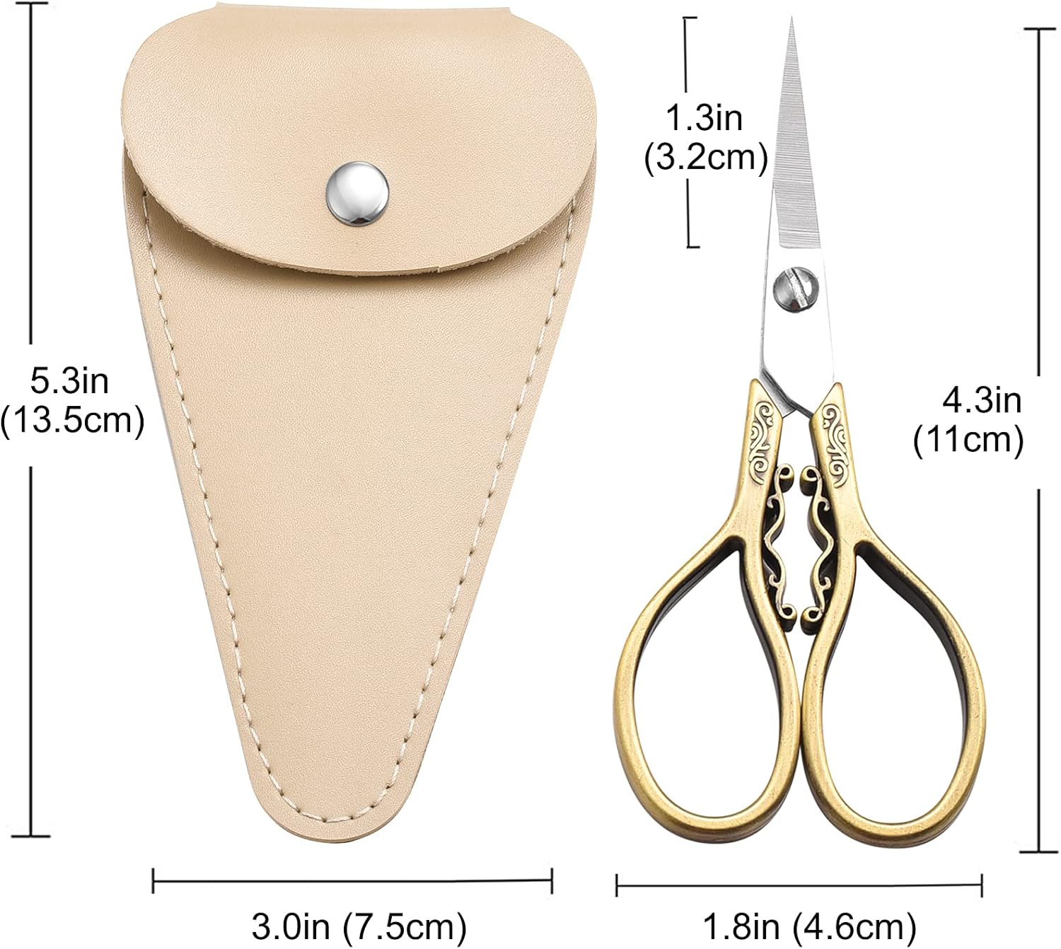 HITOPTY Tijeras pequeñas con detalles de precisión, tijeras de bordado vintage de punta afilada de 4.3 pulgadas, con funda para manualidades,
