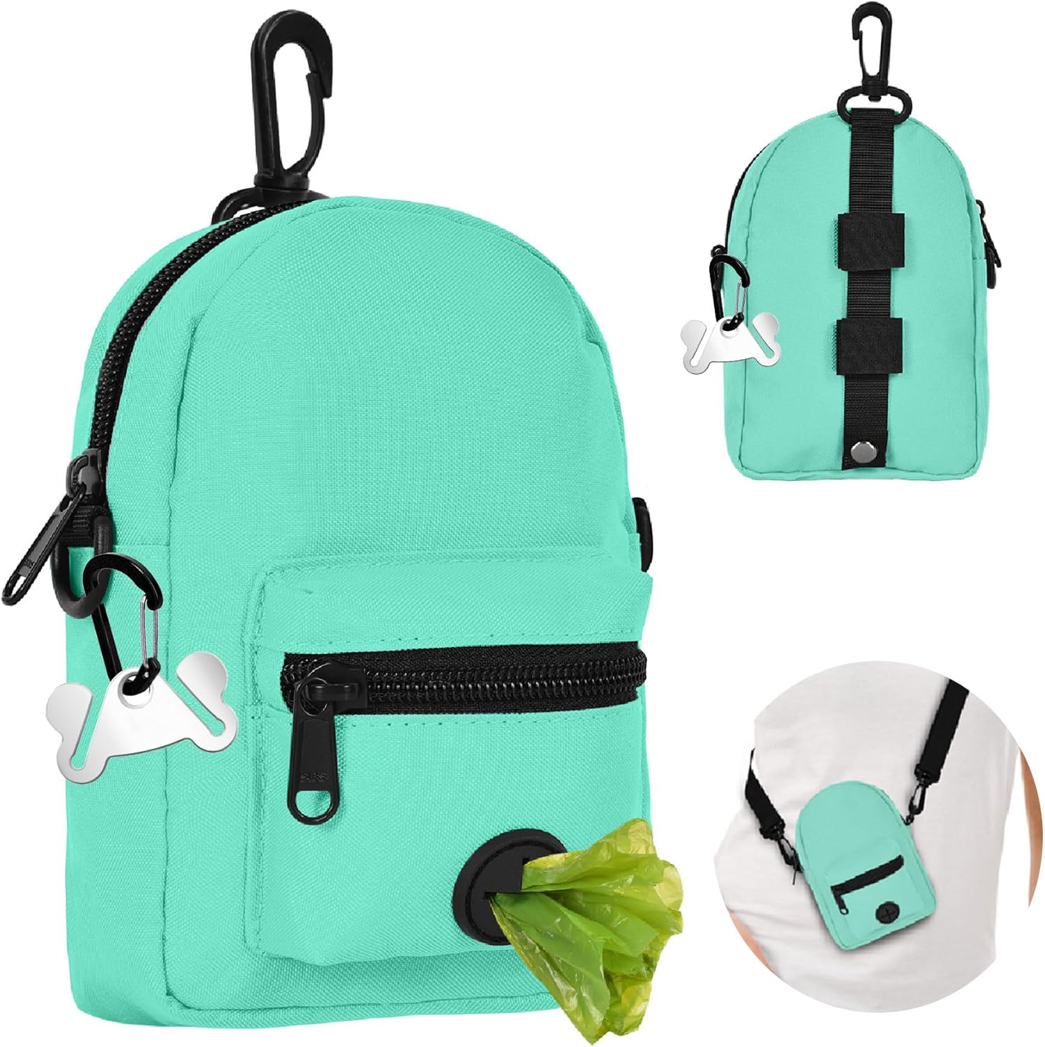 Dispensador de bolsas para excrementos de perro, dispensador de bolsas de residuos, bolsas delanteras traseras para bolsas de basura de mascotas y