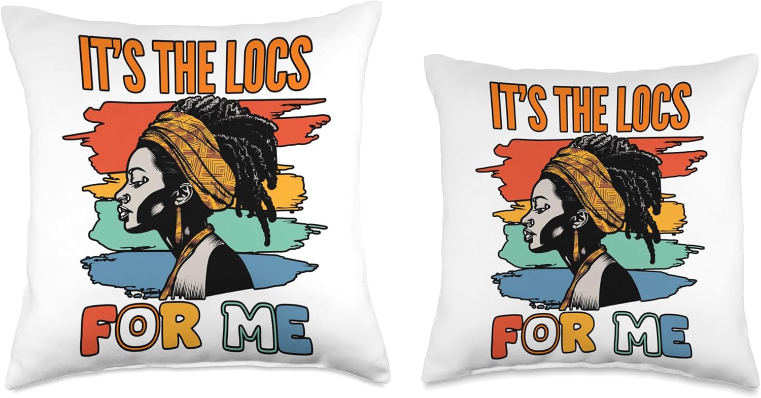 Locs Afro Dreadlocks Love Natural Beauty Hair It’s the Locs for Me Afro Hair – Almohada negra de niña africana americana, 18 x 18 pulgadas,