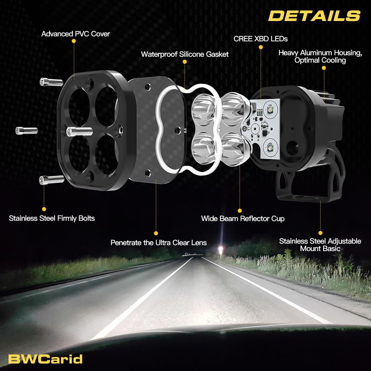 Kit de luces antiniebla auxiliares LED de 40 W con interruptor, arnés de cable, haz de inundación, impermeable, para Jeep, camioneta, SUV,