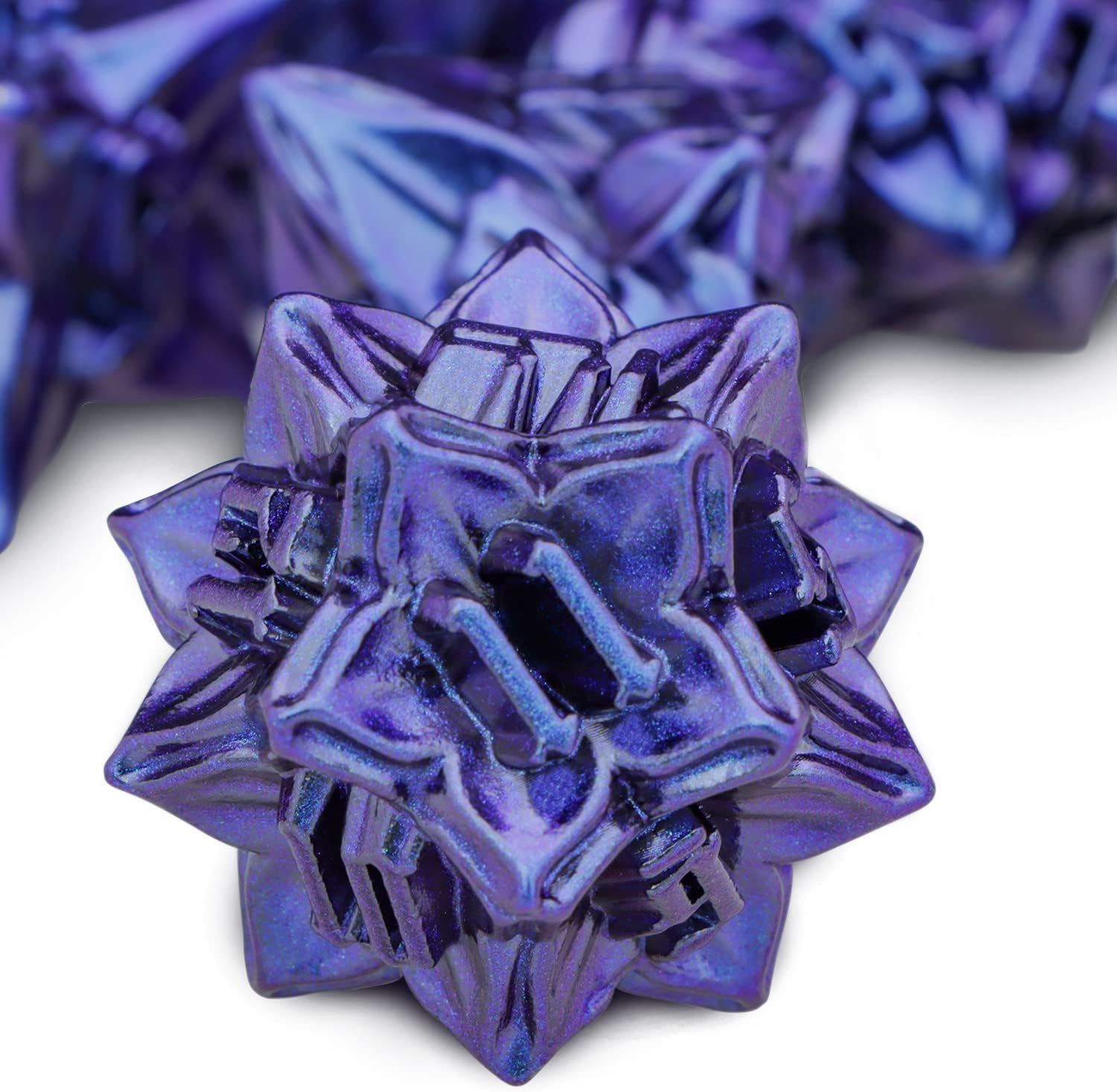 ARUOHHA DND – Juego de dados de metal con diseño de hojas de dragones y mazmorras azules, dados poliédricos D + D, hechos a mano, juego de rol D20