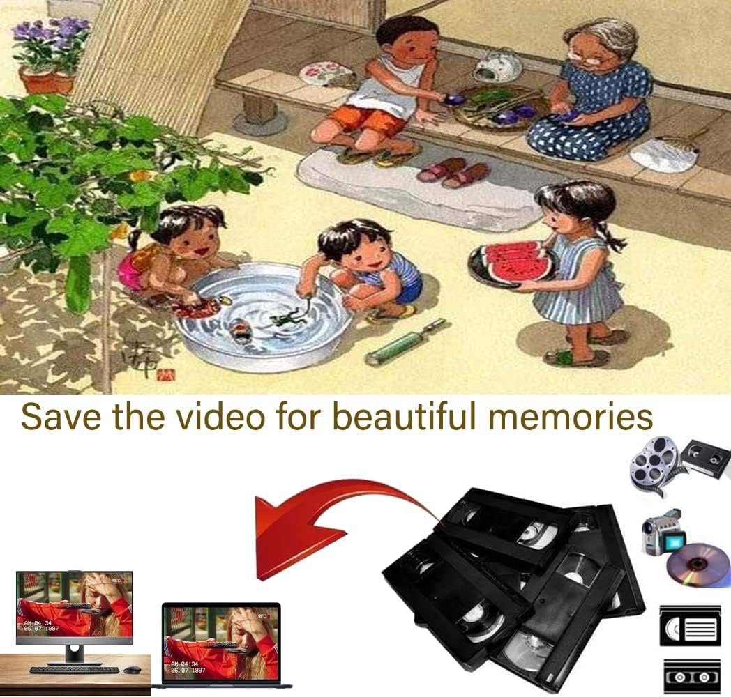 Top-Longer Convertidor de cinta de cassettegrabadora de video USB para VHS a DVD, casetes magnéticos con Windows 1110 y Mac OS X Ventura