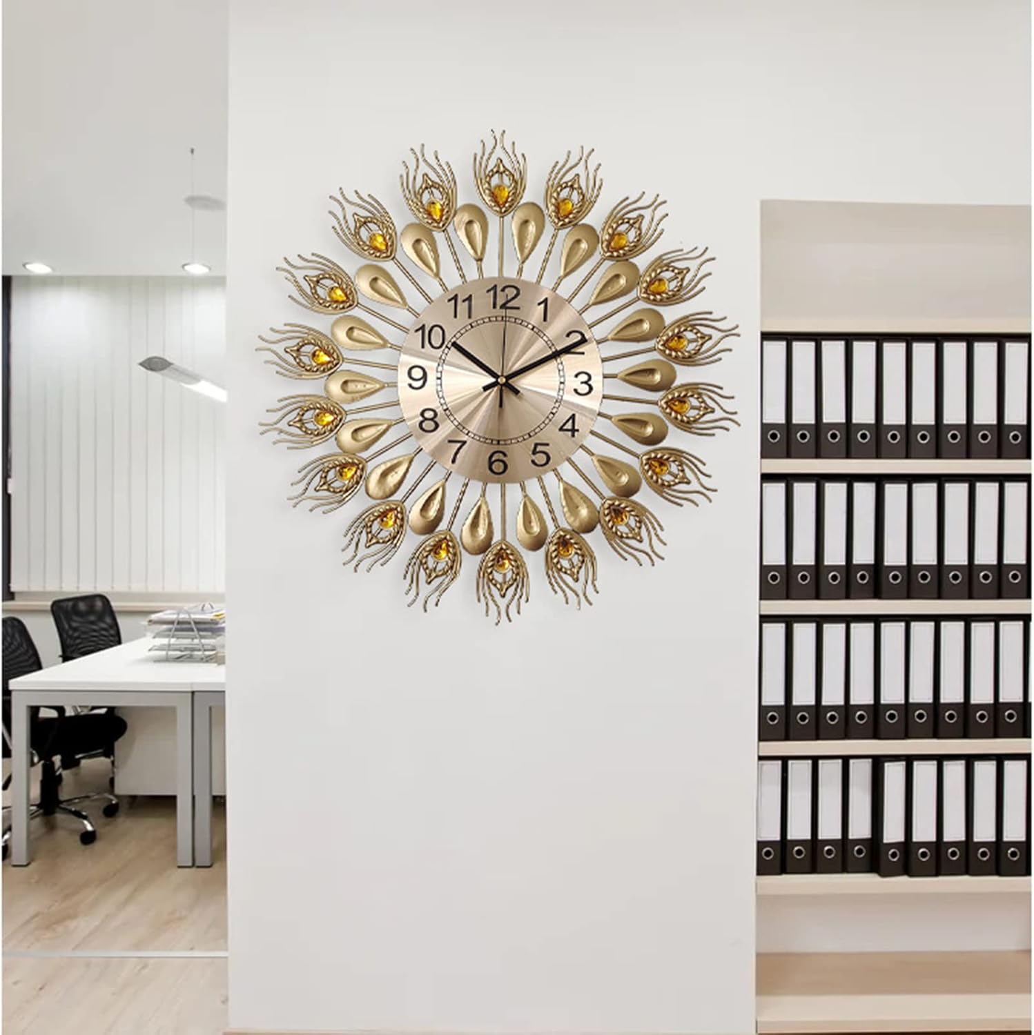 Relojes de pared para decoración de sala de estar, reloj de pared dorado silencioso con pilas, sin tictac, para dormitorio, cocina, retro, pavo