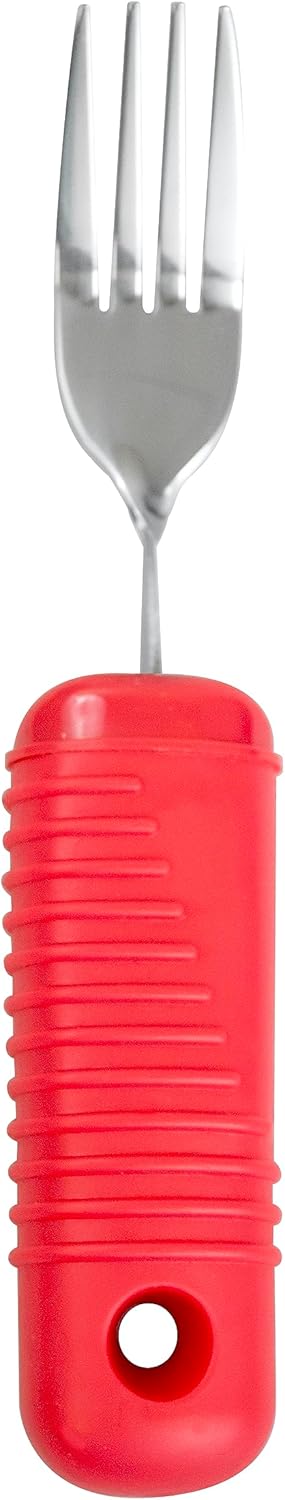 Essential Medical Supply Juego de utensilios de mango grande adaptable con tenedor flexible, cuchara flexible y cuchillo balancín para un fácil uso