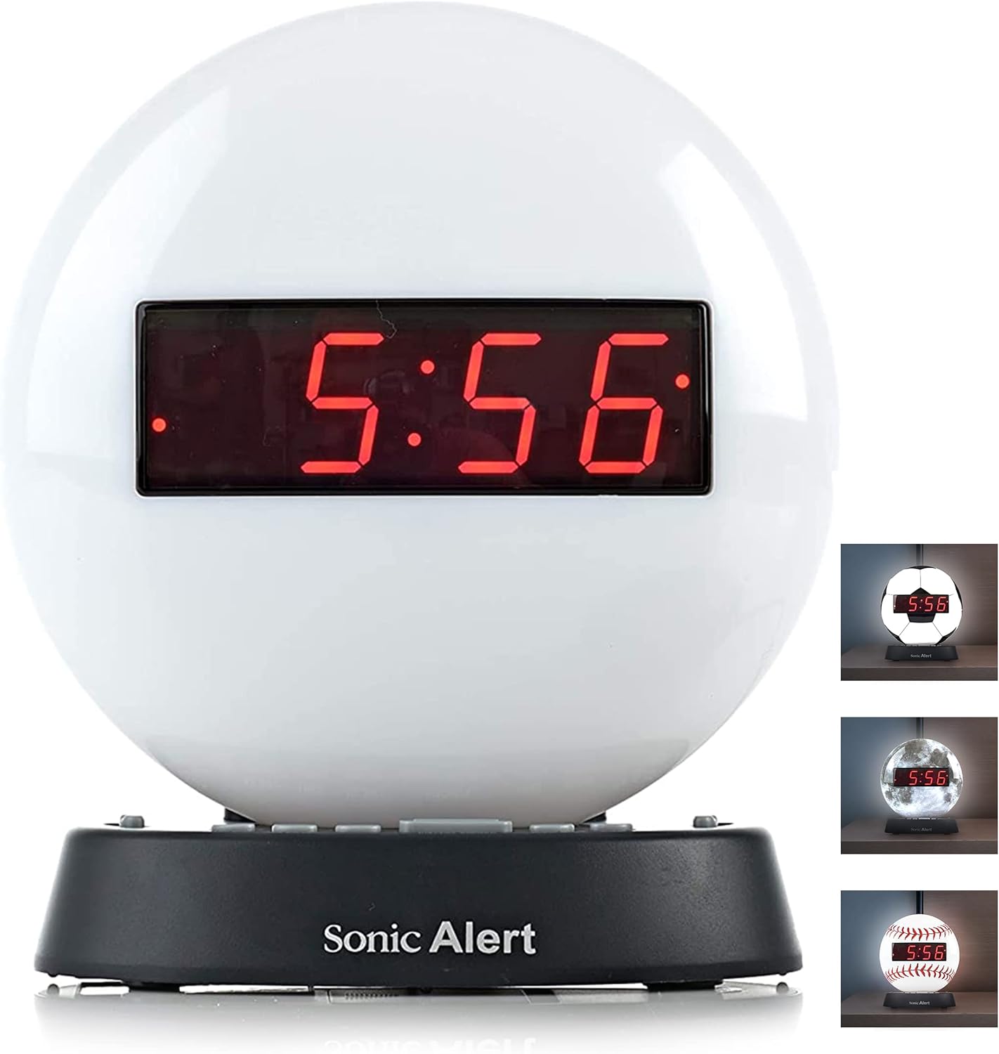 Sonic Alert Glow Soft White Night Light Alarm Clock – Loud & Compact Alarm Clock for Bedroom – Battery Backup & Full Range Dimmer – Easy to Set