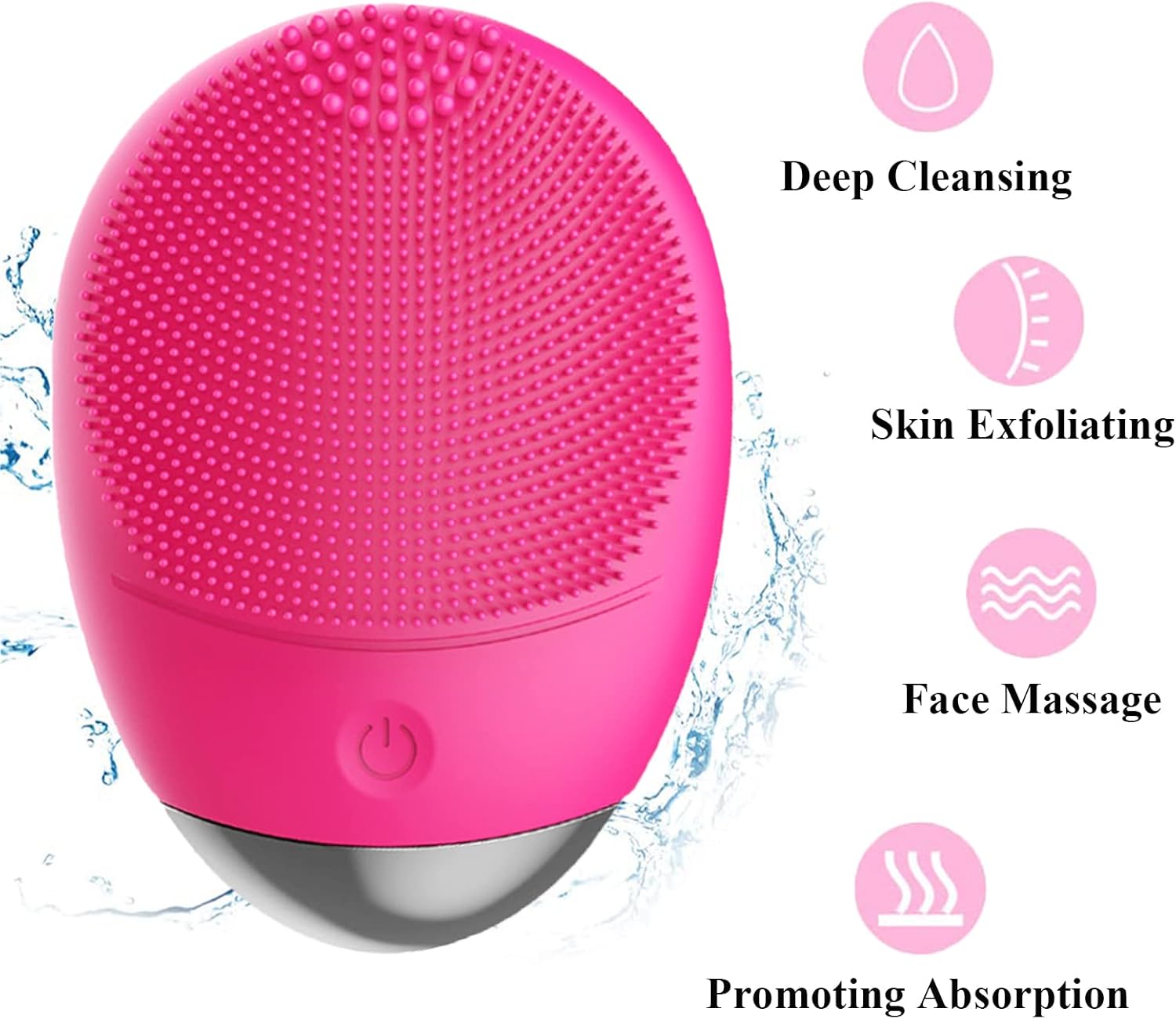 Facial Cleansing Brush, 3-in-1 Electric Soft Silicone Waterproof Face Scrubber, USB Rechargeable IPX7 Waterproof Sonic Vibrating Face Brush for Deep