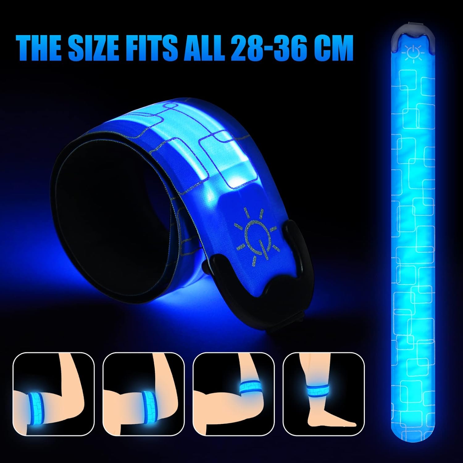 Aucuu Brazalete de seguridad con luz LED para caminar por la noche de los niños, correa mágica para correr, ciclismo, trotar