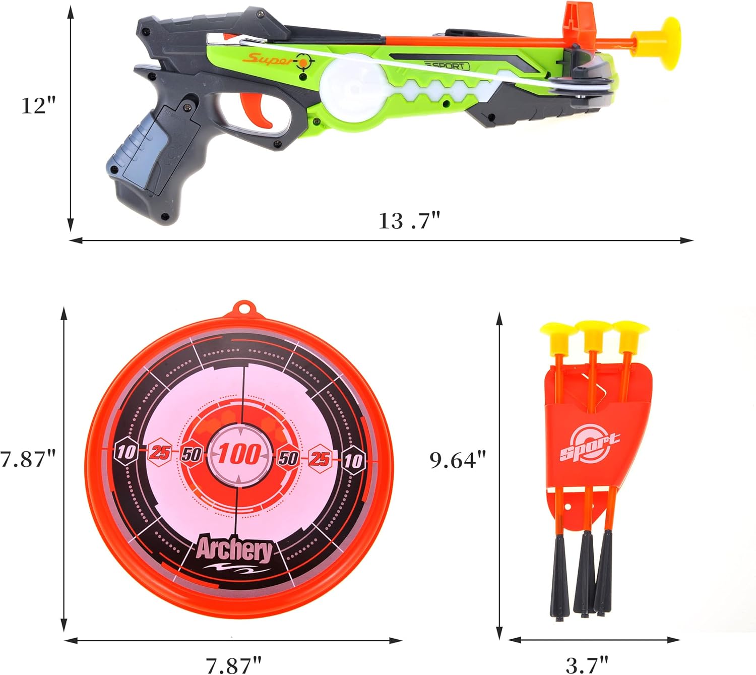 PowerTRC Juego de ballesta de juguete con luz LED para niños  Juego de tiro con arco con ventosa y flechas y objetivo  Divertido juego para