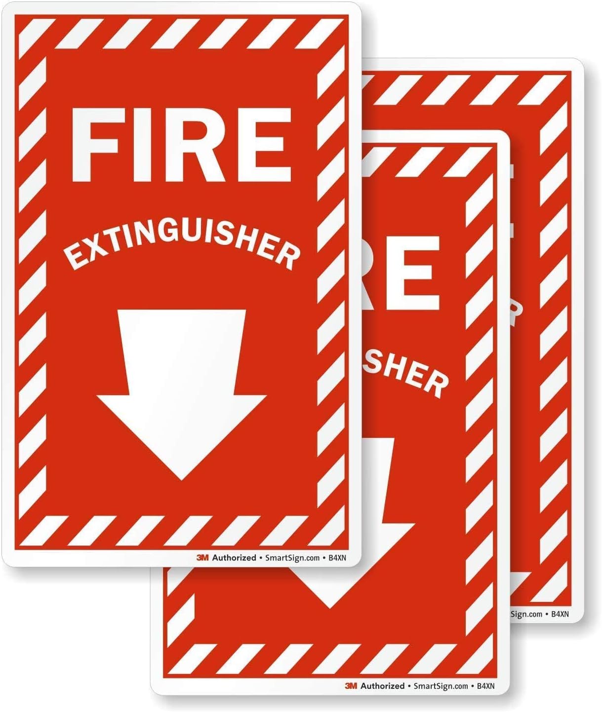 SmartSign Etiqueta para extintor de incendios con flecha hacia abajo  4 x 6 pulgadas 3M reflectante de grado de ingeniero, paquete de 3