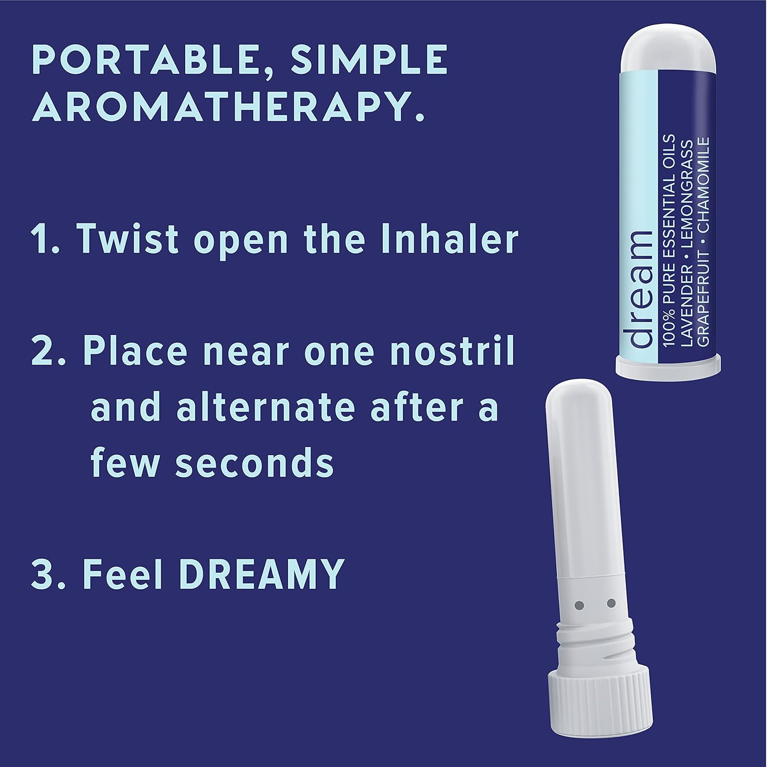 MOX Dream – Inhalador nasal con mezcla de aceites esenciales, relajante, relajante, fragancia calmante, lavanda, manzanilla, citronela, pomelo,