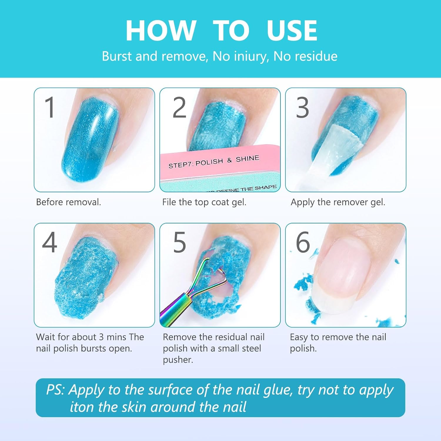 Removedor de esmalte de uñas de gel de 0.5 onzas líquidas con lima de uñas y raspador de esmalte de uñas, removedor de esmalte de gel profesional