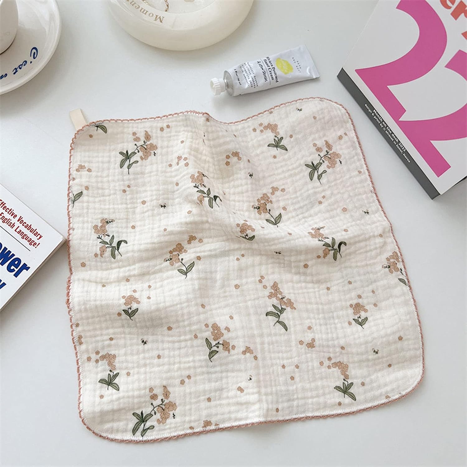 BuLuTu Lindas toallas de limpieza de muselina de algodón floral para el hogar y la cocina, paquete de 4 trapos de limpieza  11 x 11 pulgadas, 100%