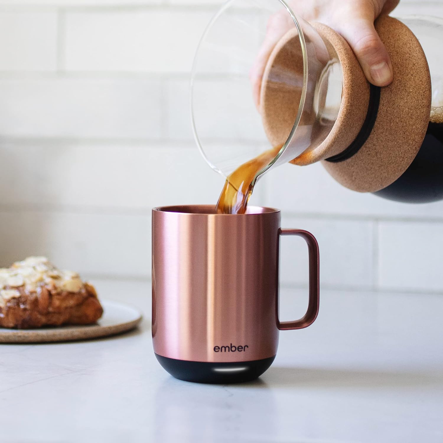 Ember – Taza inteligente con control de temperatura, 2, 10 onzas, oro rosa, duración de la batería de 1.5 horas, taza de café térmica controlada por