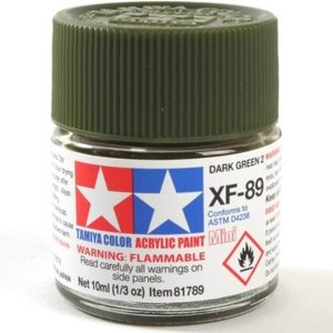 Tamiya Acrílico Mini XF-89 Verde Oscuro 0.3 fl oz Botella 2 TAM81789 Plástico Pintura Acrílico Tamiya Acrílico Mini XF-89 Verde Oscuro 0.3 fl oz Botella 2 TAM81789 Plástico Pintura Acrílico