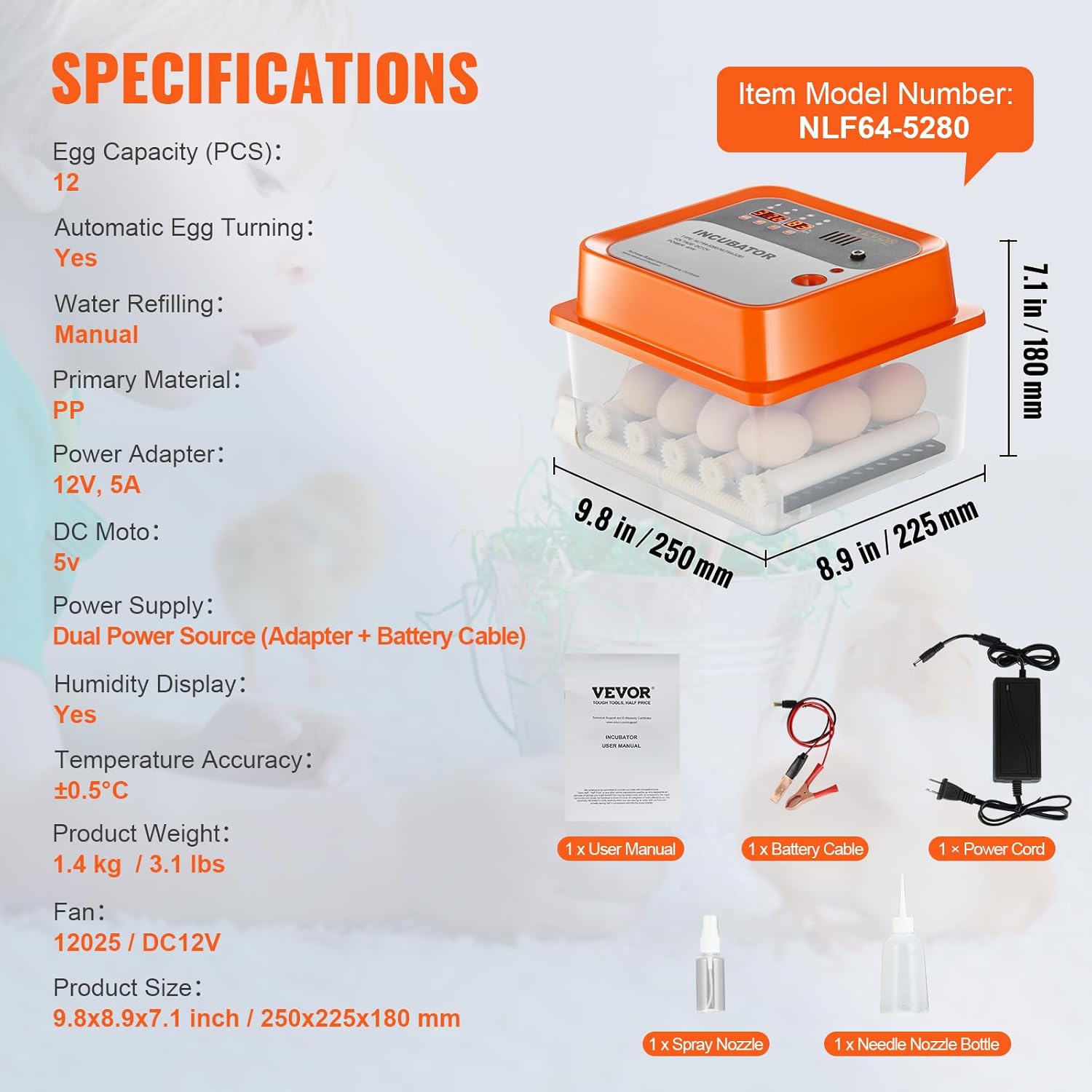 VEVOR 360 incubadoras para eclosionar, girador automático con control de temperatura y humedad, 12 huevos para criar aves de corral con carcasa