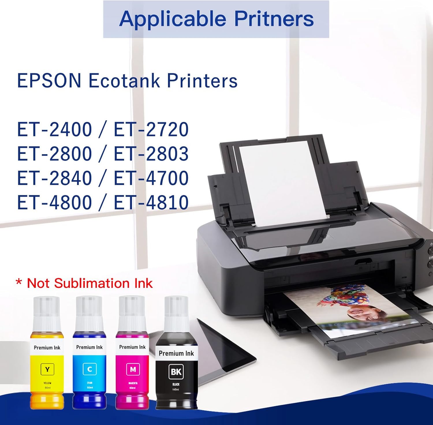 522 botellas de repuesto de tinta para Epson EcoTank ET-2800, ET-2803, ET-2840, ET-2400, ET-4800, ET-4810, ET-4700, Epson EcoTank ET-2720(BK C M Y,