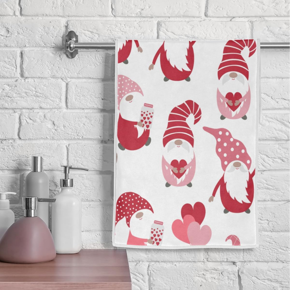 Vhcawsu Love Hearts Gnomes – Toalla de mano para el día de San Valentín, toallas de baño suaves para secado de cabello, altamente absorbentes, para