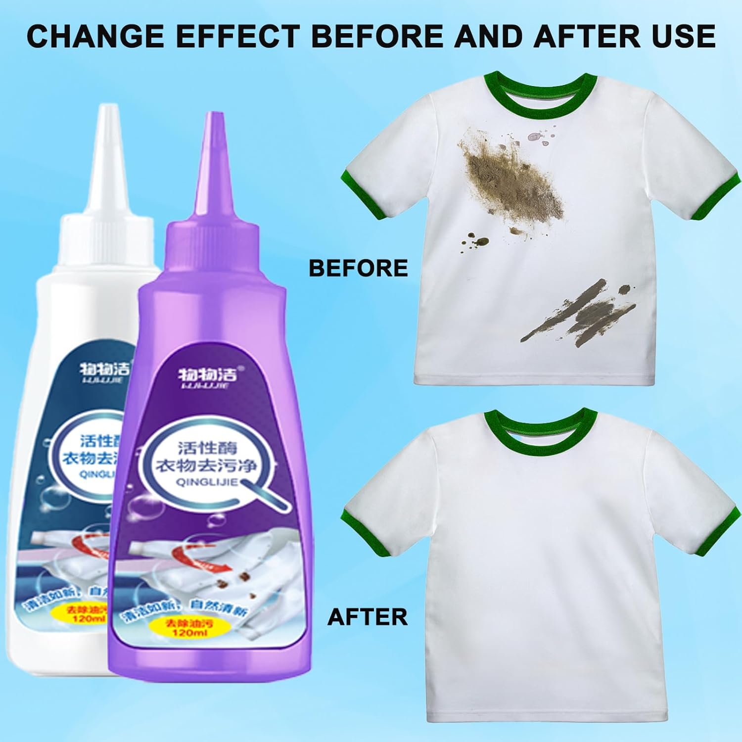 Active Enzyme – Quitamanchas de ropa, limpieza enzimática activa de lavandería, limpiador de manchas difíciles para ropa, sofá, manchas de alfombras