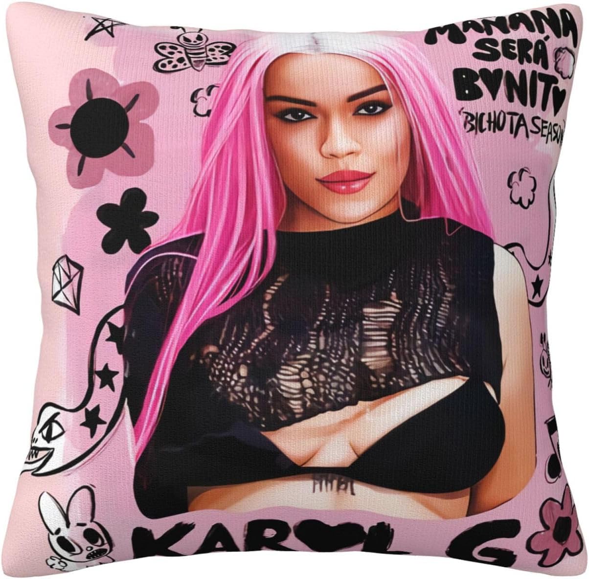 Karol Singer G – Funda de almohada decorativa de 18 x 18 pulgadas, funda cuadrada para sala de estar, dormitorio, sofá, coches