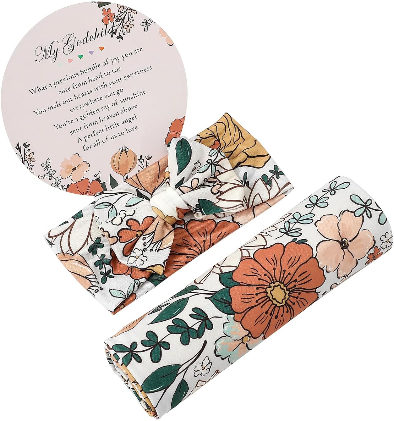Galabloomer Conjunto de diadema para recién nacido, manta para recién nacido, diseño de flores