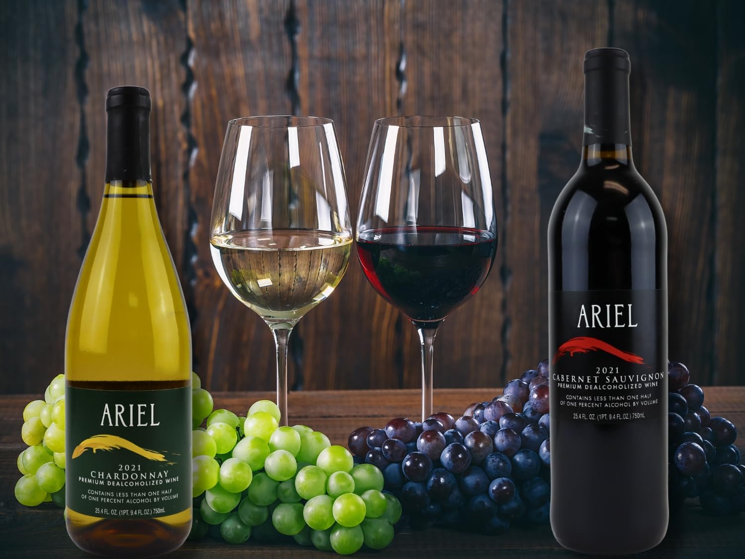 Ariel Vineyards Chardonnay y Cabernet Sauvignon – Vino desalcoholizado – Paquete de 2 unidades