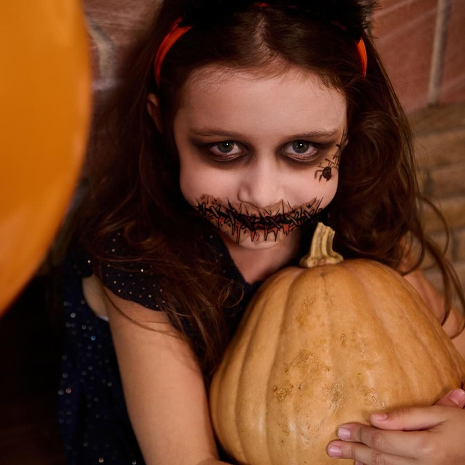 16 piezas de tatuajes temporales de maquillaje de broma de Halloween para adultos, payaso de terror, boca de terror, calcomanías para Halloween,