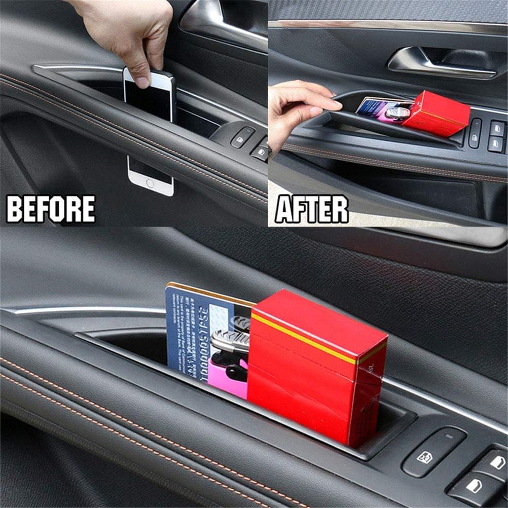 AUTOXBERT Accesorios de coche, 1 par de manijas de puerta delantera, caja de almacenamiento secundaria, bandeja de contenedor de paleta con