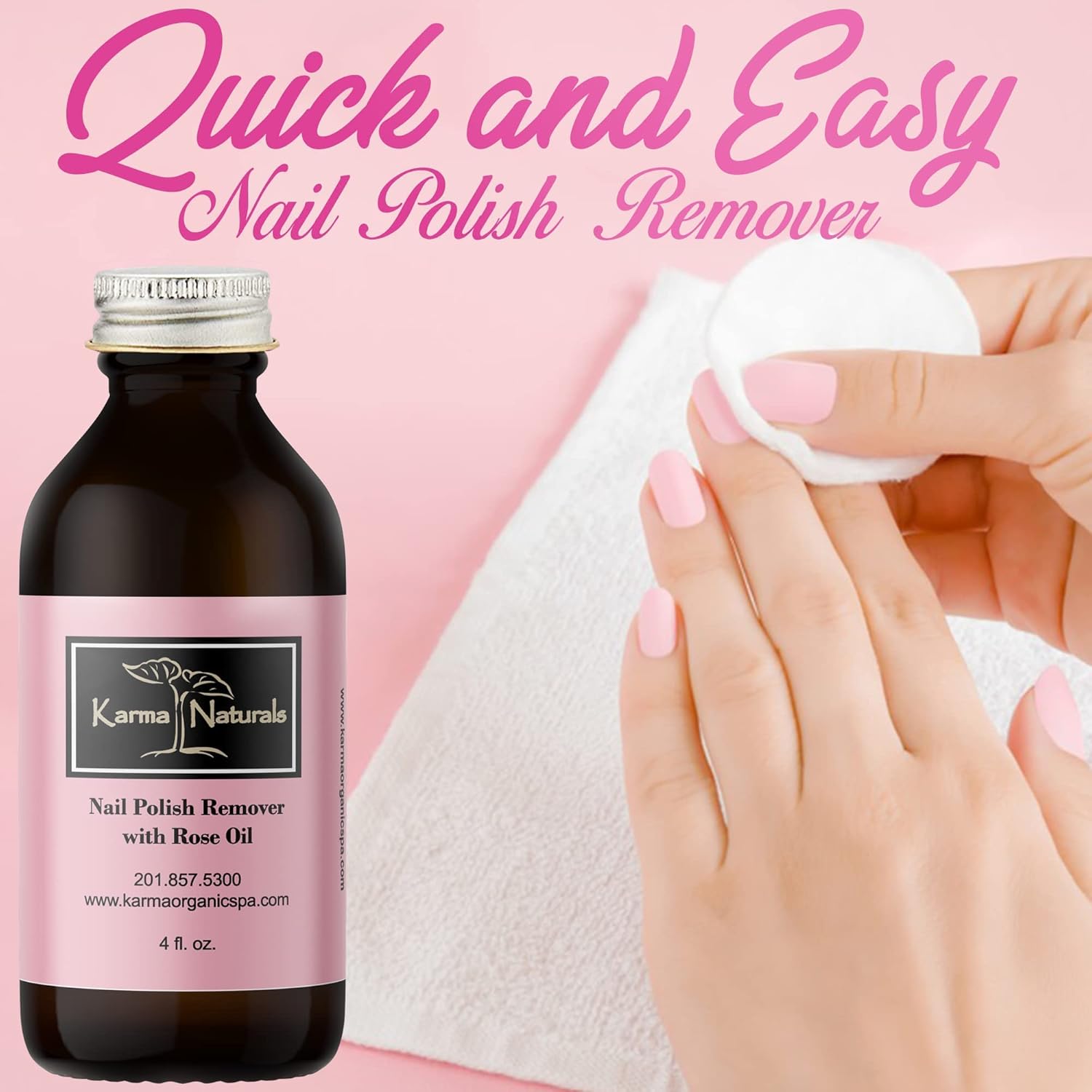 Karma Organic Paquete de removedor de esmalte de uñas, removedor de esmalte de uñas de aceite de árbol de té de soja natural (4 onzas líquidas),