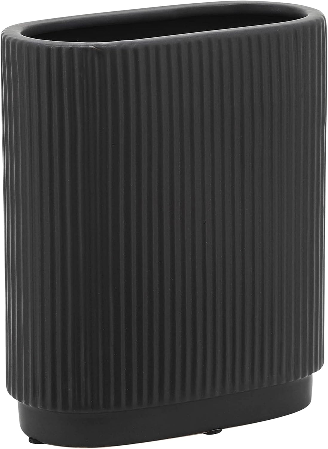 Jarrón de cerámica simple  Jarrón negro contemporáneo de 8 pulgadas para arreglos florales  Elegante centro de mesa  Decoración de mesa para el