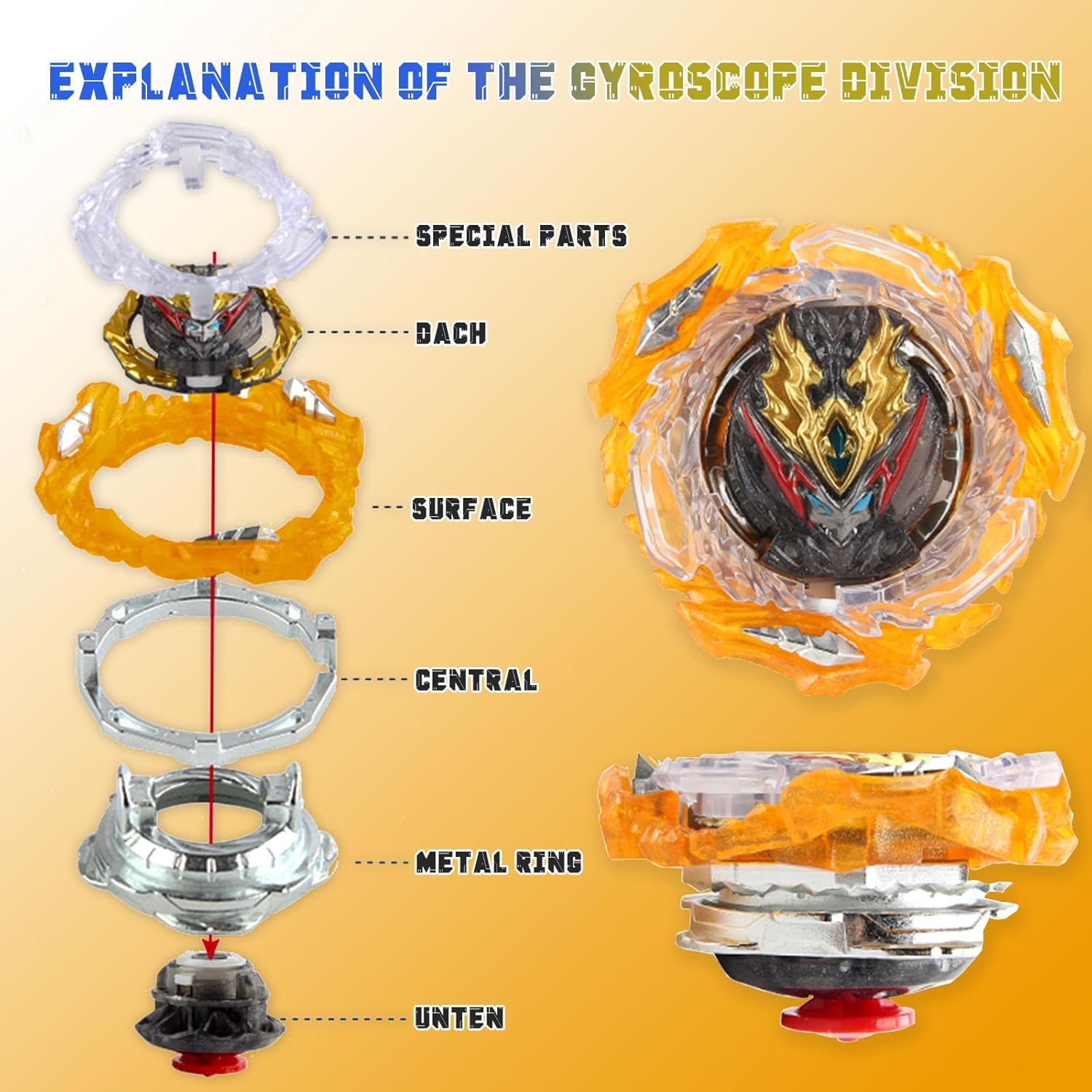 Zelzen Bey Burst Blade Gyro juguete, Bey Metal Fusion Spinning Battling Top Blades con lanzador de cuerda y asa, juegos de lucha de cumpleaños para