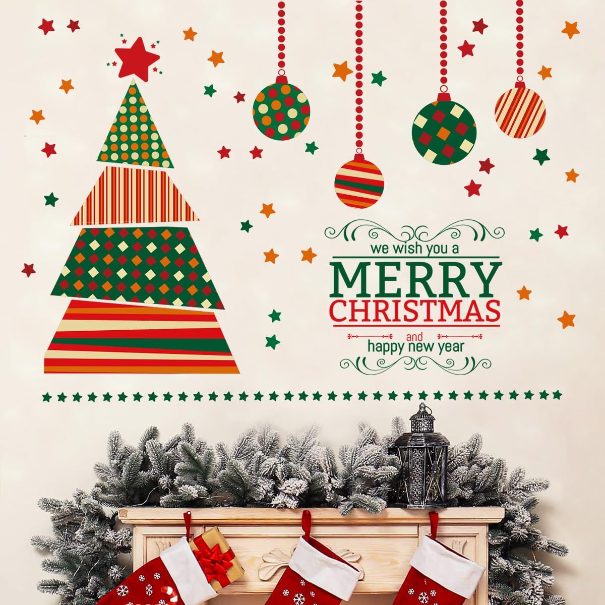 GGBOY Calcomanías de pared de árbol de Navidad, calcomanías de pared de Navidad, calcomanías de pared de Navidad, calcomanías de pared de Navidad,