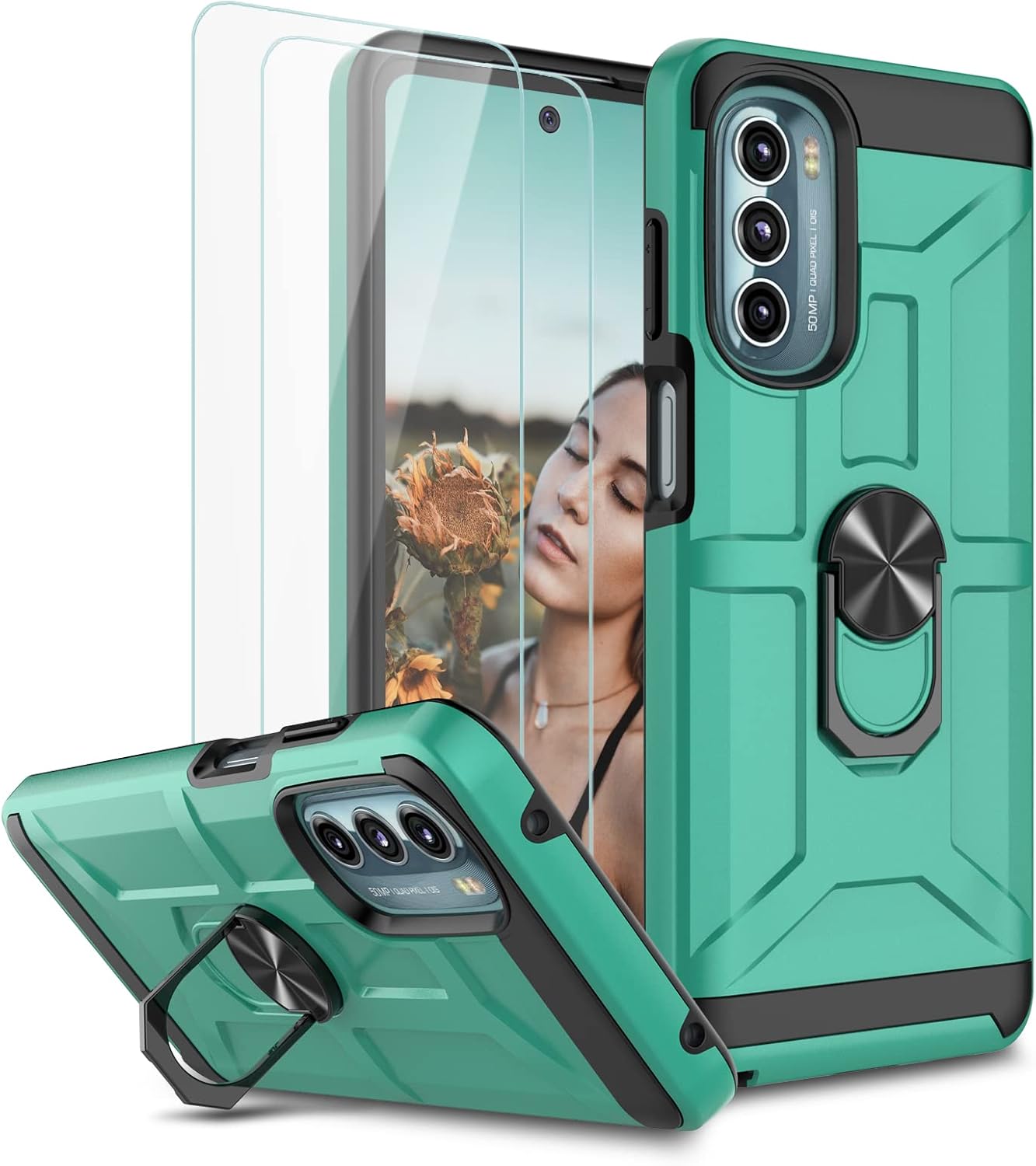 Funda para Moto G Stylus 5G (2022), con 2 protectores de pantalla HD, carcasa híbrida de policarbonato duro suave, goma TPU suave, a prueba de