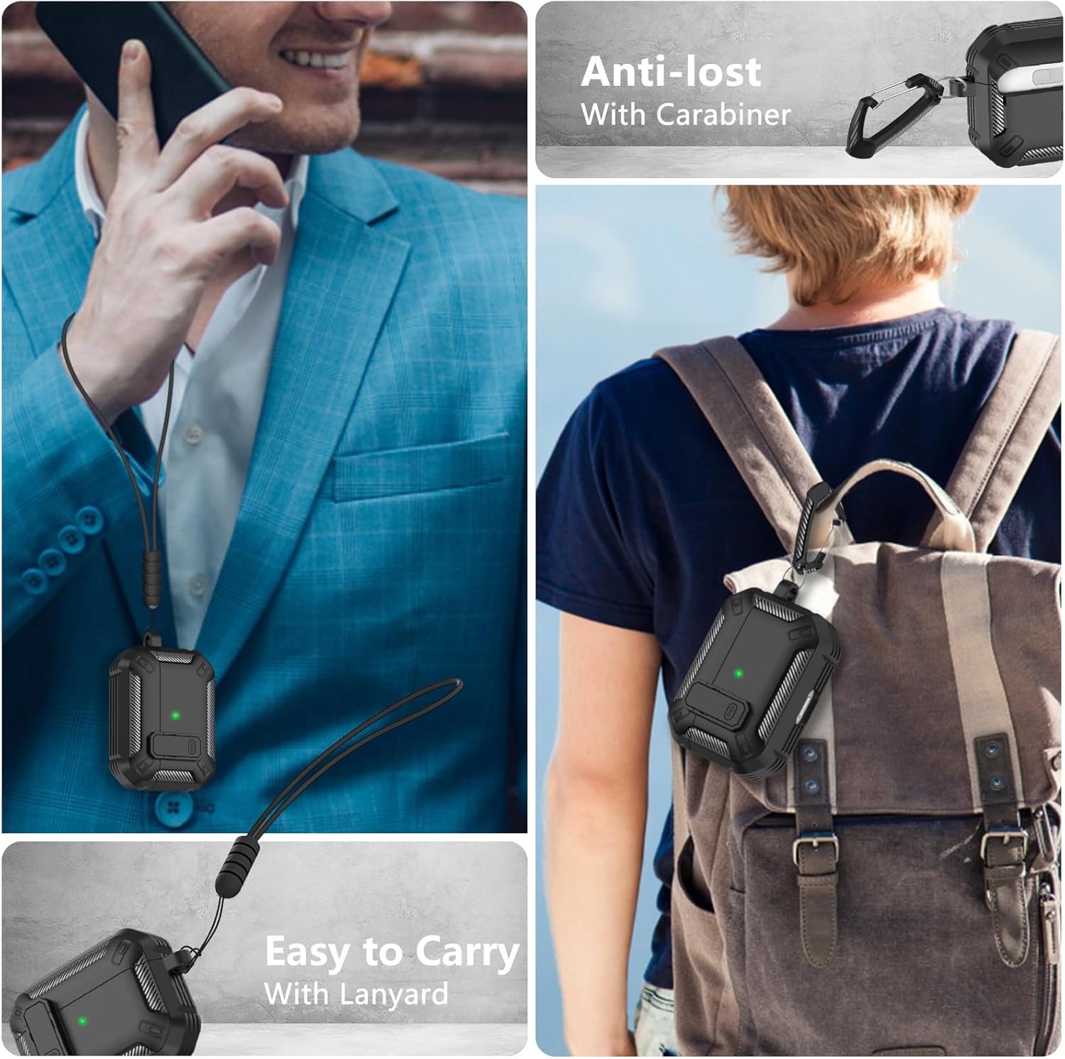 Funda para Airpods Pro (2019), funda de bloqueo seguro para Airpod a prueba de golpes, funda protectora para AirPod Pro, funda de carga con