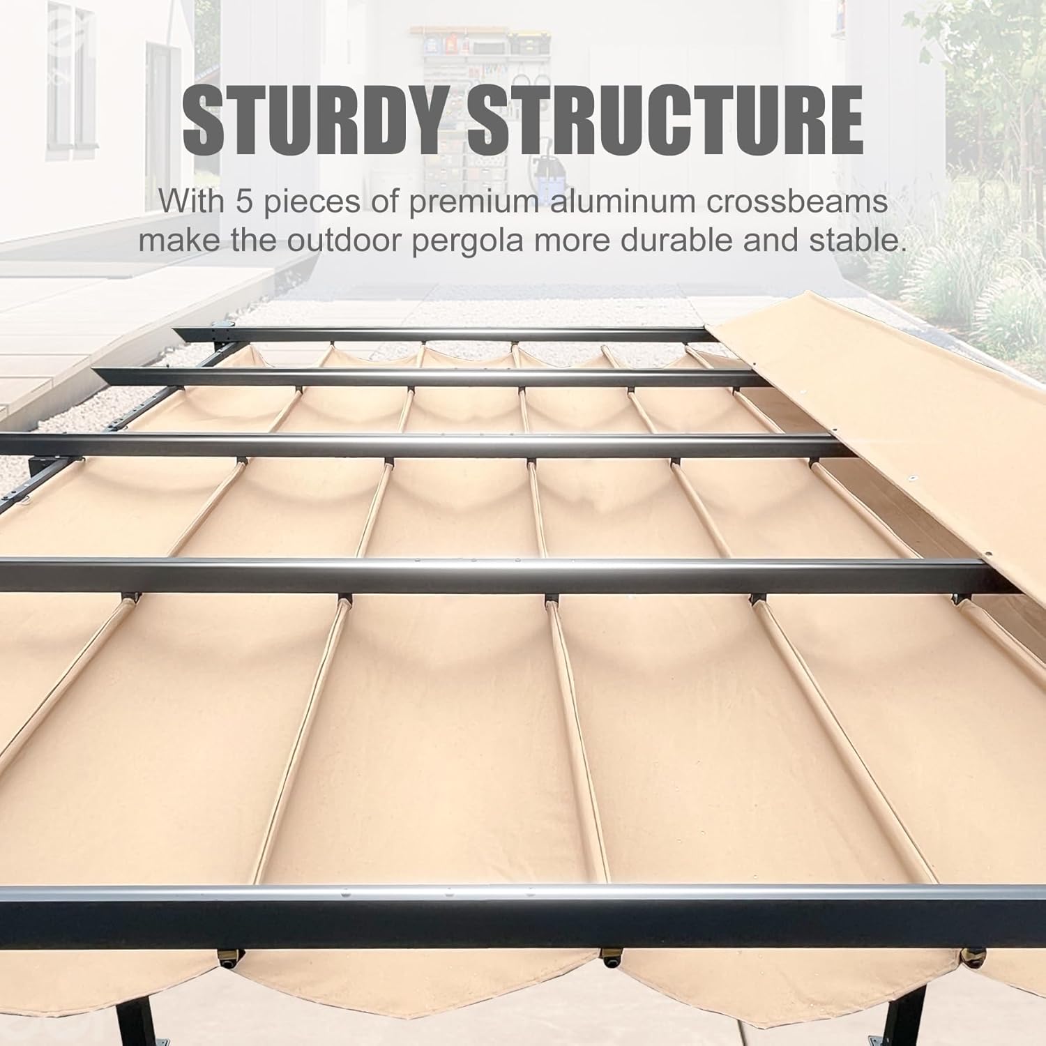 Domi – Pérgola retráctil para exteriores de 11 x 16 pies con toldo para sombra, pérgolas de aluminio y cenadores, toldo de pérgola de metal para