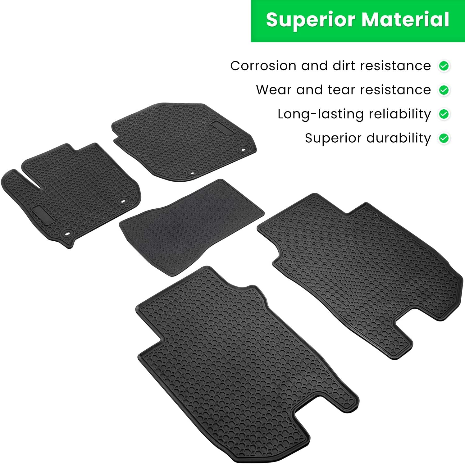 Floor Mat for Honda HR-V 2016 2017 2018 2019 2020 2021 2022 Heavy Duty Rubber Front+Rear Car Liner Carpet All Weather Custom Fit Waterproof Odorless