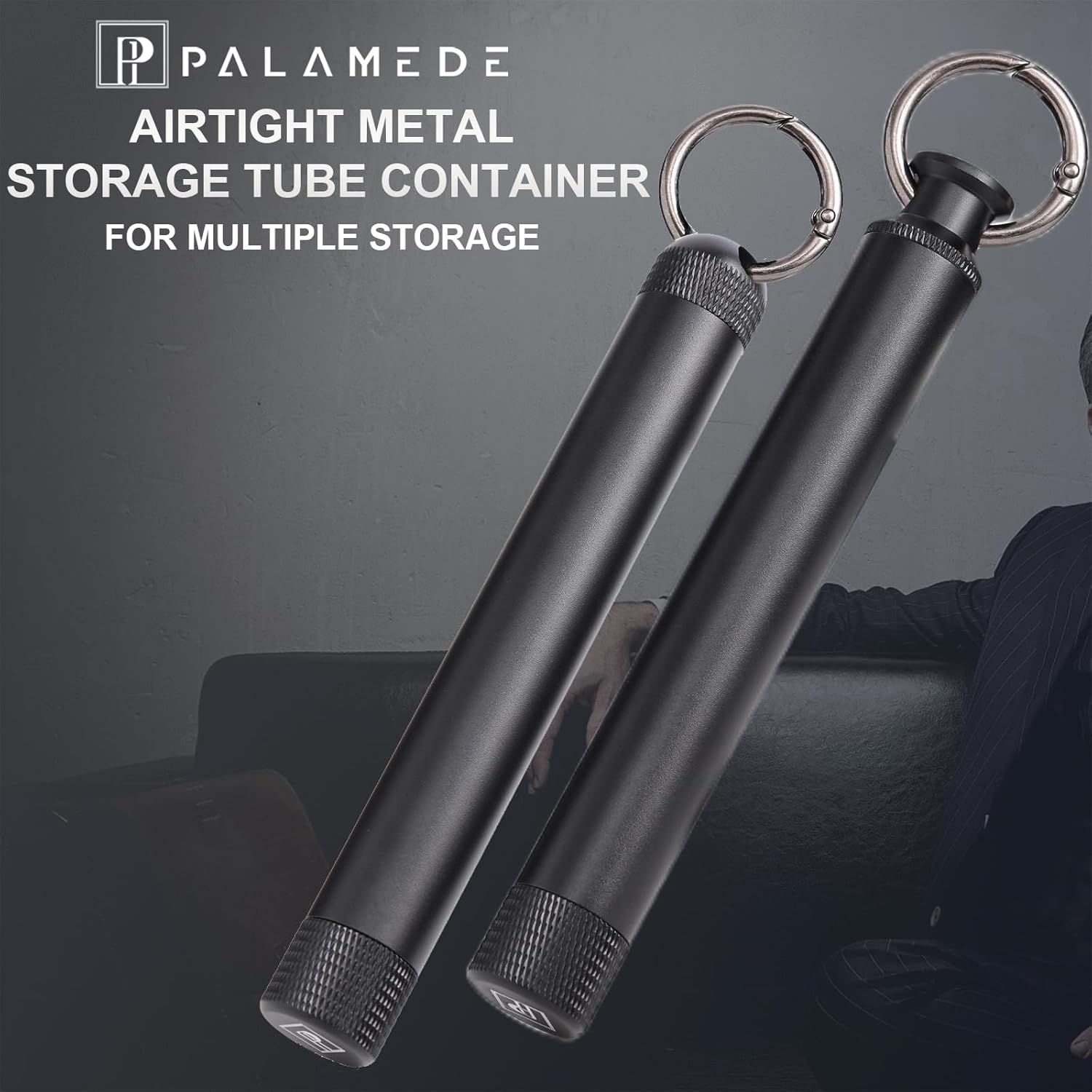 Contenedor hermético – Contenedor de tubo de botella de almacenamiento de metal – Funda impermeable – Tubo de almacenamiento de llavero – Contenedor