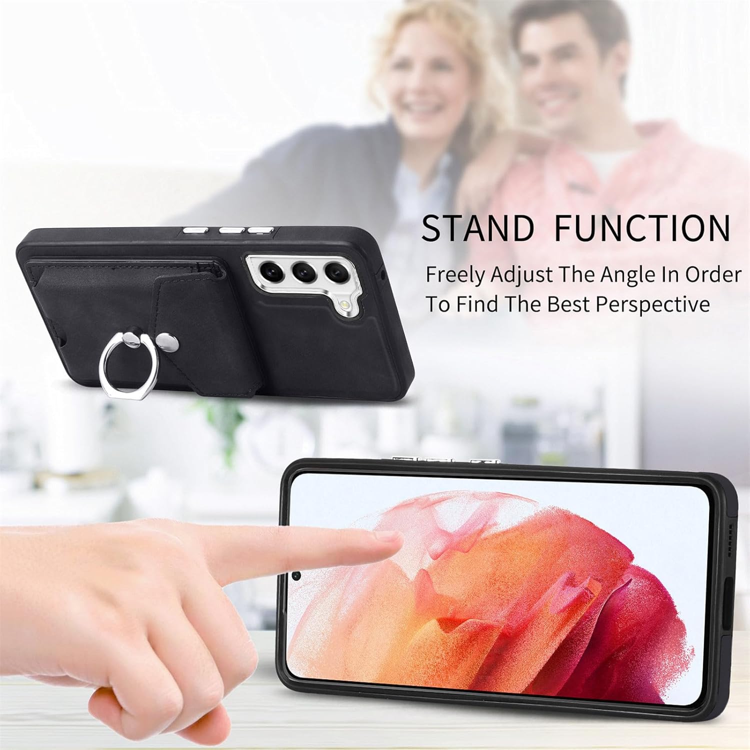 Asuwish Funda tipo cartera compatible con Samsung Galaxy S21 FE 5G y protector de pantalla de vidrio templado, soporte para tarjetas, soporte