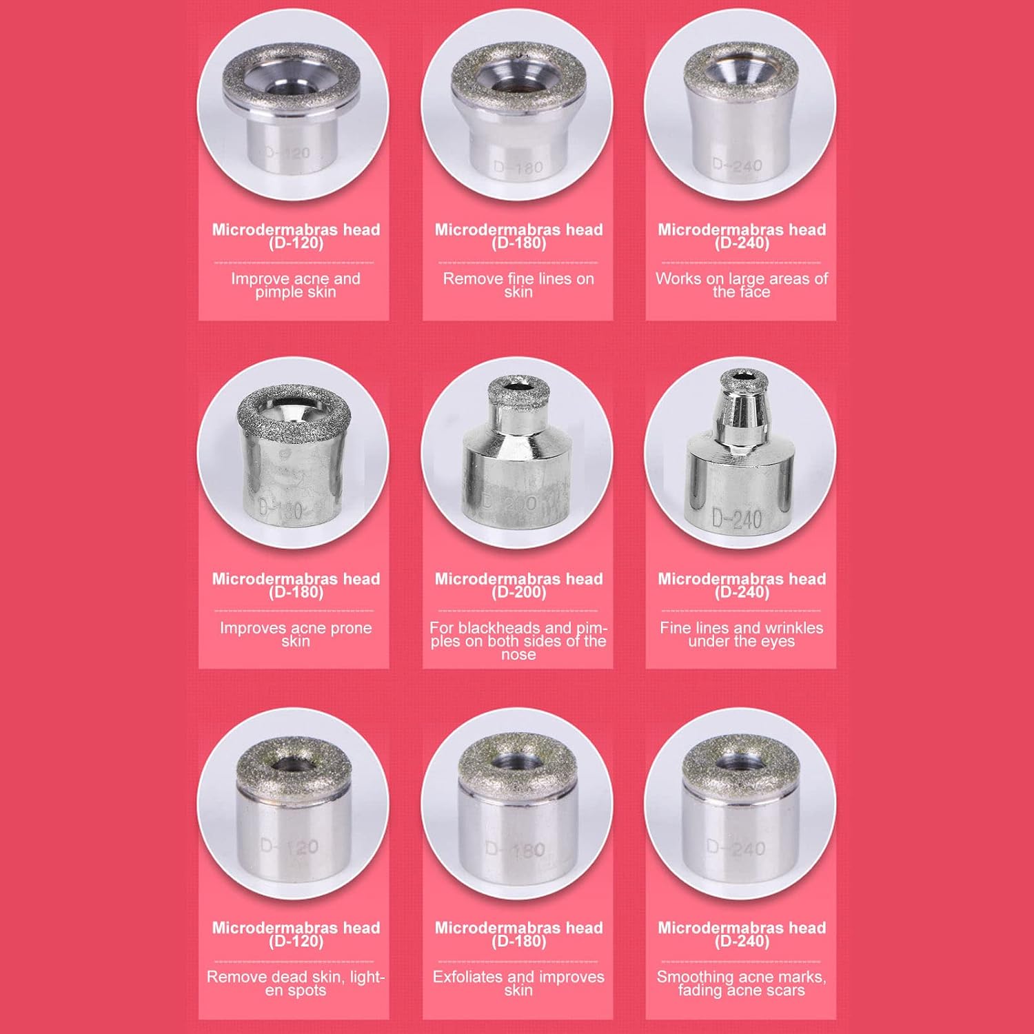 Microdermabras Dermabrasion Puntas de cabeza de repuesto 12pcs Set Microdermabras Dermoabrasión Consejos de reemplazo Varitas Rejuvenecimiento de la