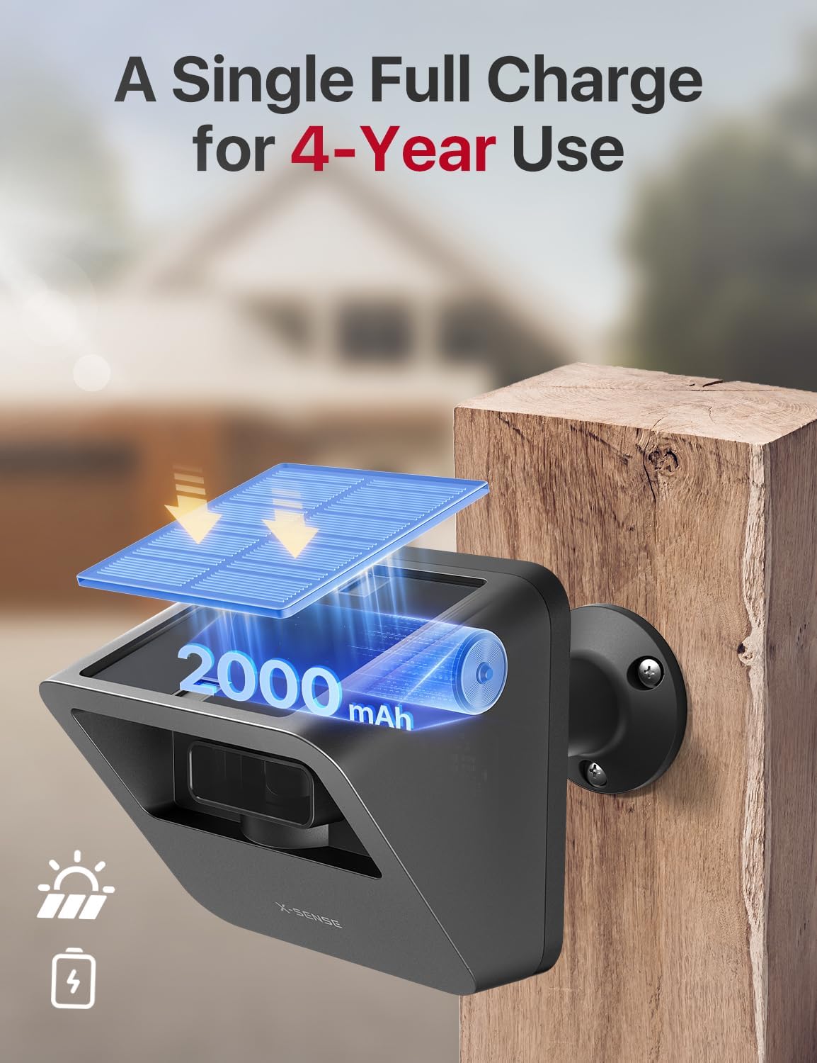 X-Sense Alarma de entrada, alarma de entrada inteligente con energía solar de largo alcance, aplicación para alerta de entrada personalizable,