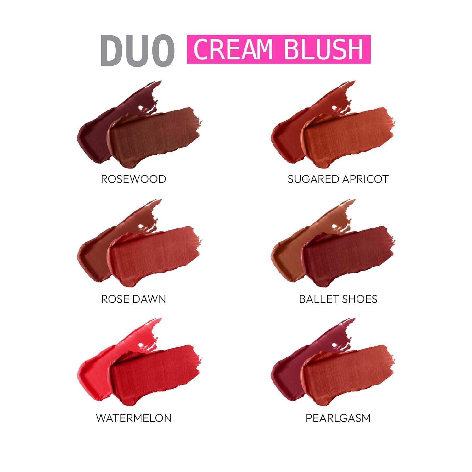 Ruby Kisses Rubor en crema dúo, suave, de aspecto natural, de larga duración para mejillas, labios y ojos, construible y mezclable, infundido con té