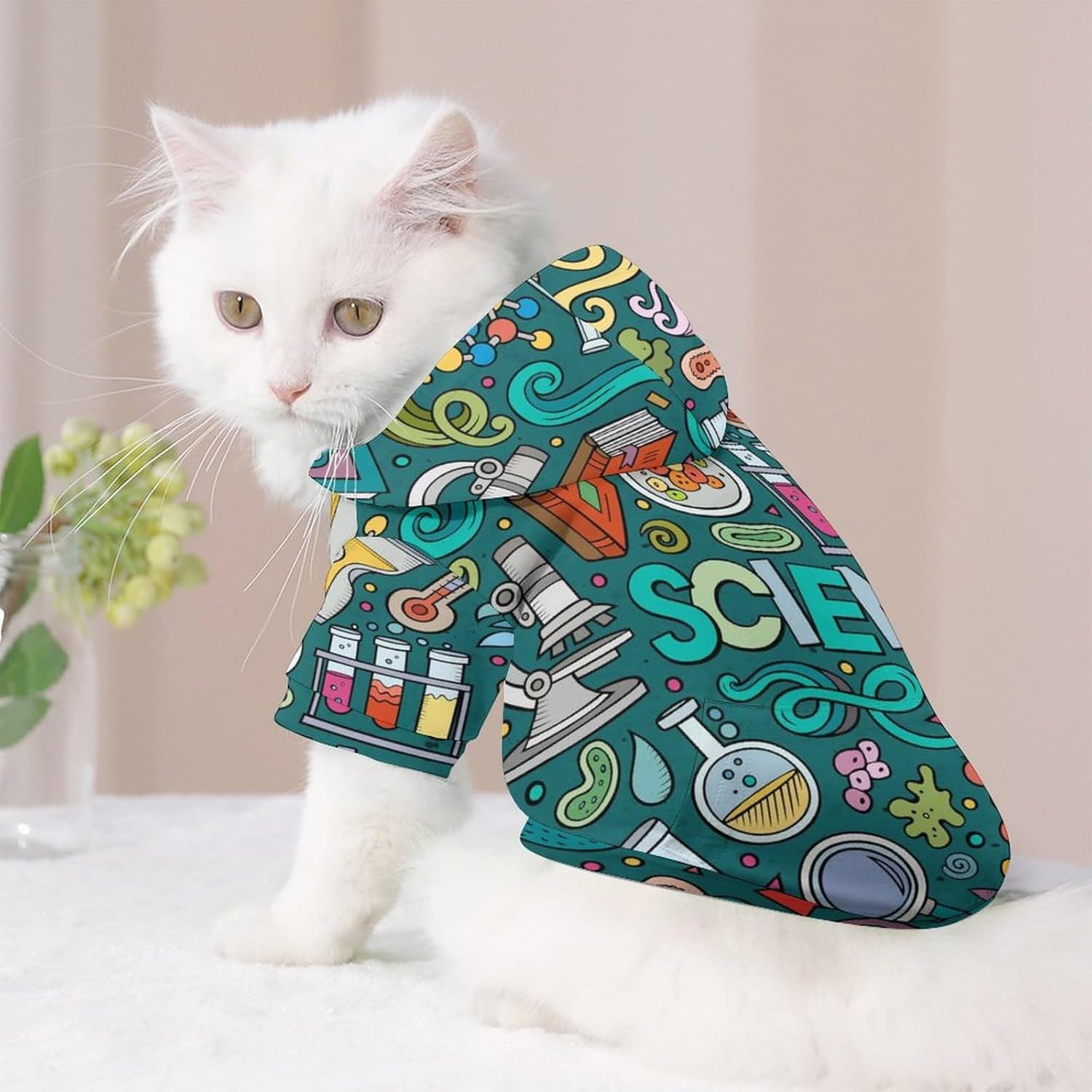Physics Biochemistry Science Dog Hoodie Hooded Sweatshirt Pet Clothes with Hat for Small Puppy and Cats