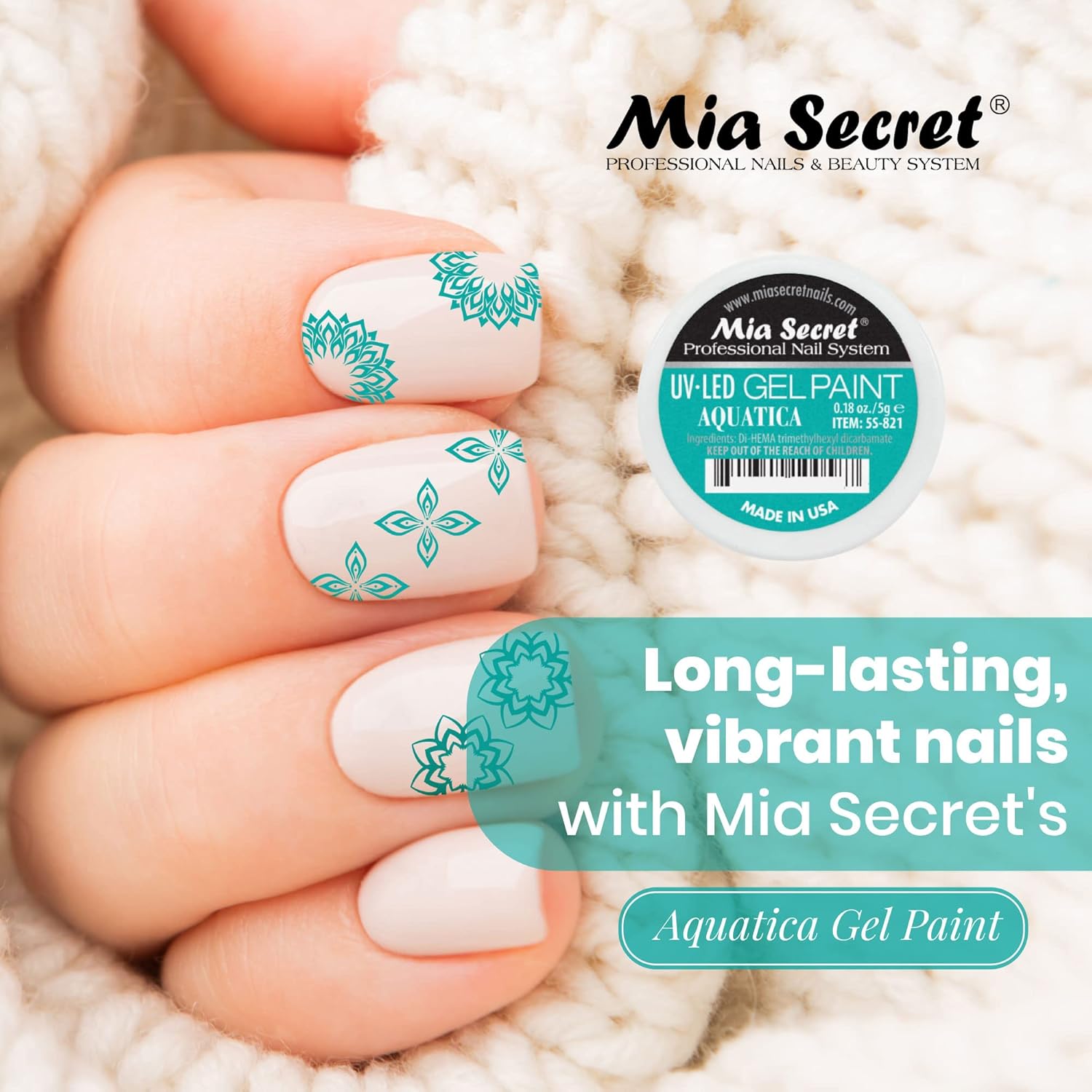 Mia Secret Sistema de uñas profesional UVLED Gel Paint – 0.18 oz (Aquatica)