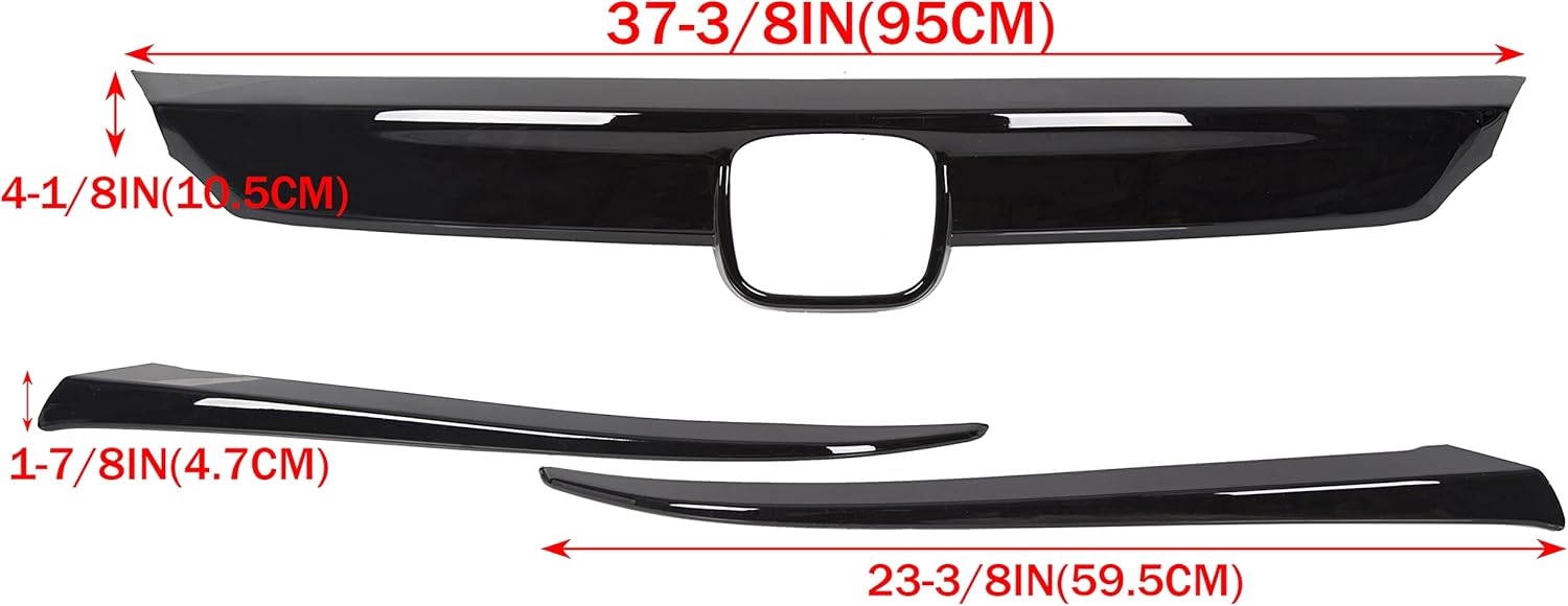 HECASA Cubierta de rejilla delantera compatible con Honda 10th Accord Sedan 4DR 2018 2019 2020 con moldura de párpado, parachoques de labios, negro